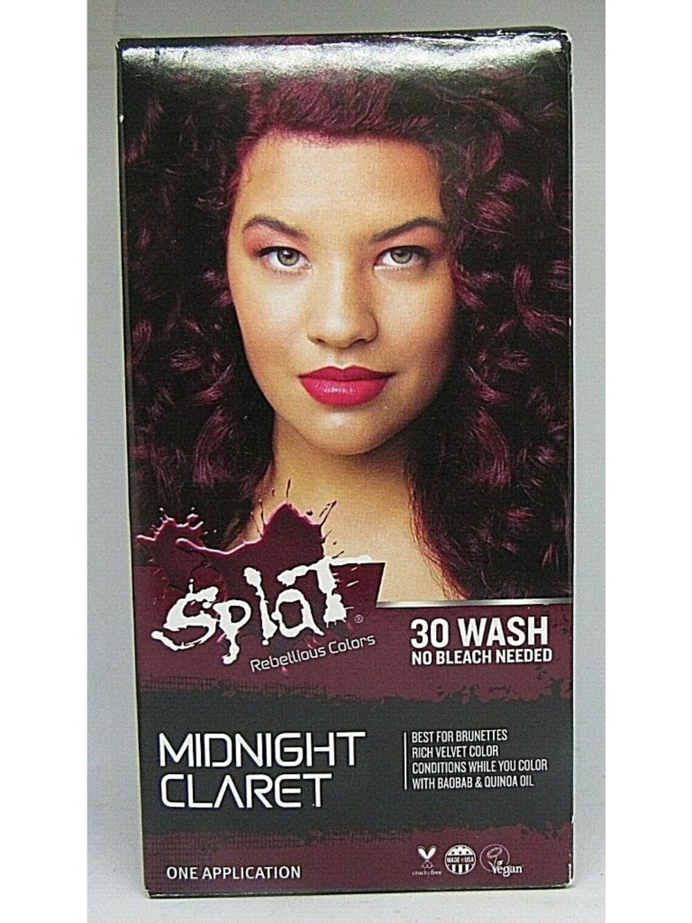Splat Rebellious Colors No Bleach Needed Hair Color Kit MIDNIGHT CLARET 6 Oz